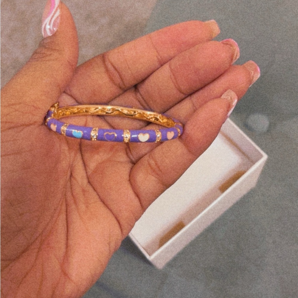 Purple and Gold Bracelet with Crystalline Design